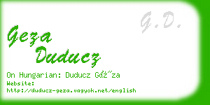 geza duducz business card